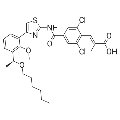 (S,E)-3-(2,6-Dichloro-4-((4-(3-(1-(hexyloxy)ethyl)-2-methoxyphenyl)thiazol-2-yl)carbamoyl)phenyl)-2-