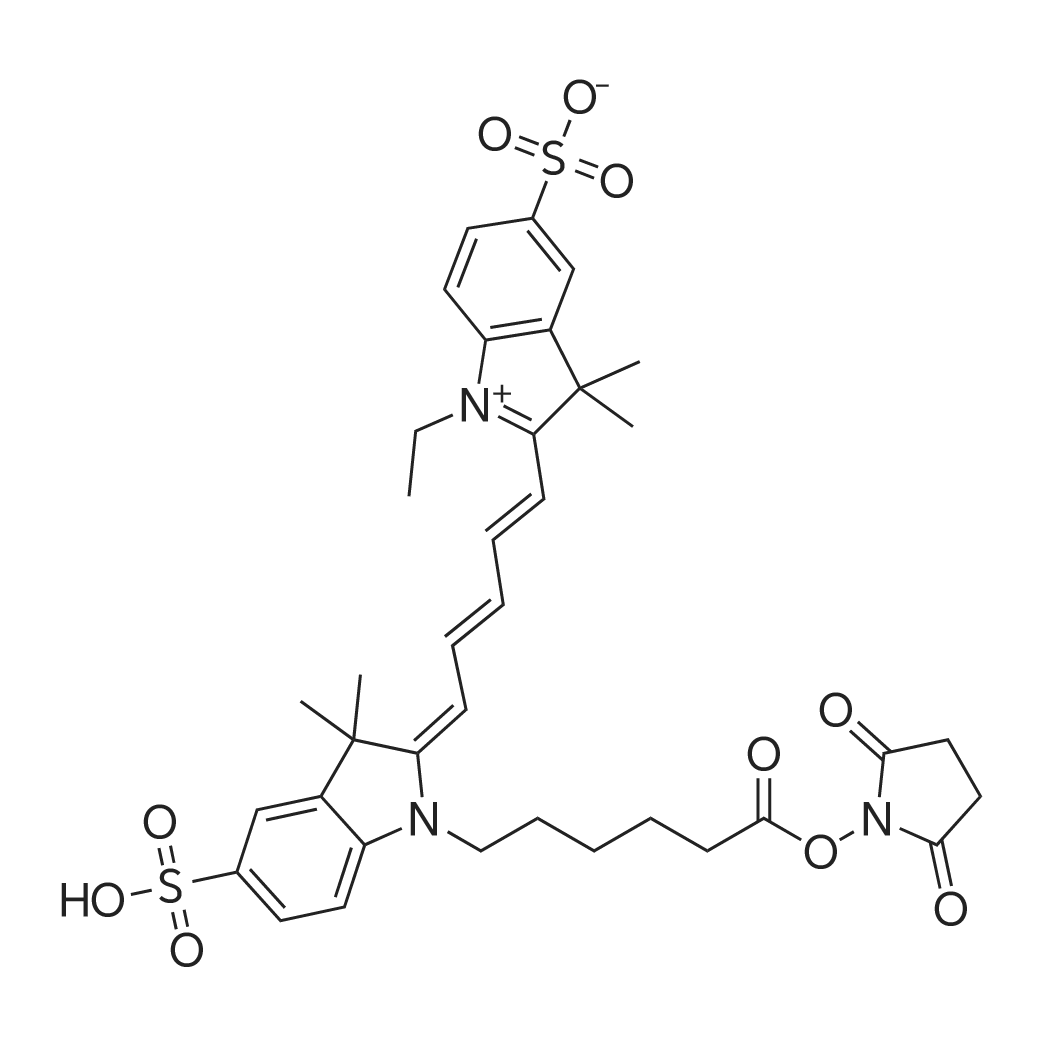 2-(5-(1-(6-((2,5-Dioxopyrrolidin-1-yl)oxy)-6-oxohexyl)-3,3-dimethyl-5-sulfoindolin-2-ylidene)penta-1