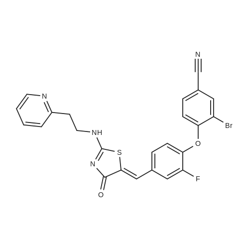 3-Bromo-4-(2-fluoro-4-((4-oxo-2-((2-(pyridin-2-yl)ethyl)amino)thiazol-5(4H)-ylidene)methyl)phenoxy)b