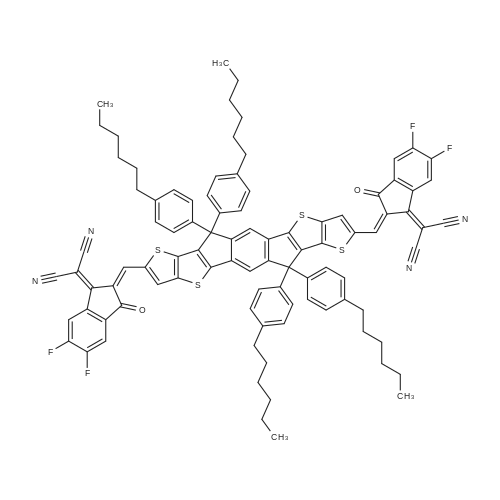 9-Bis(2-methylene-((3-(1,1-dicyanomethylene)-6,7-difluoro)-indanone))-5,5,11,11-tetrakis(4-hexylphen