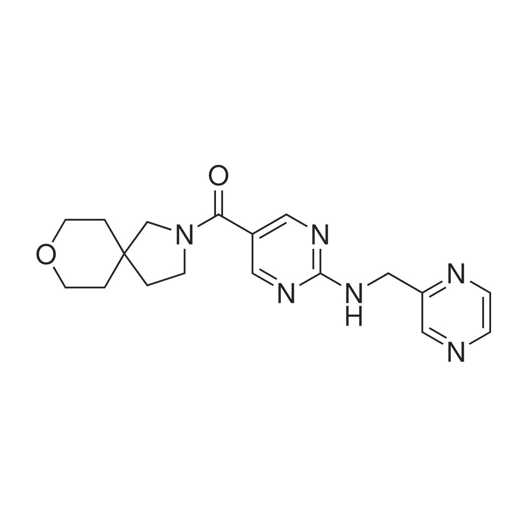 (2-((Pyrazin-2-ylmethyl)amino)pyrimidin-5-yl)(8-oxa-2-azaspiro[4.5]decan-2-yl)methanone