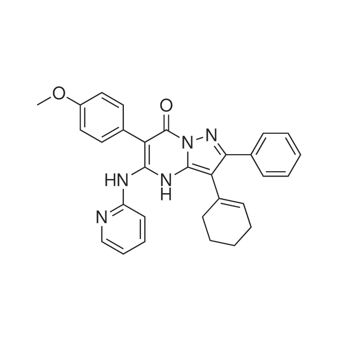3-(Cyclohex-1-en-1-yl)-6-(4-methoxyphenyl)-2-phenyl-5-(pyridin-2-ylamino)pyrazolo[1,5-a]pyrimidin-7(