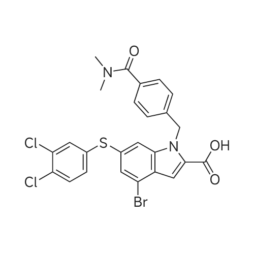 4-Bromo-6-((3,4-dichlorophenyl)thio)-1-(4-(dimethylcarbamoyl)benzyl)-1H-indole-2-carboxylic acid