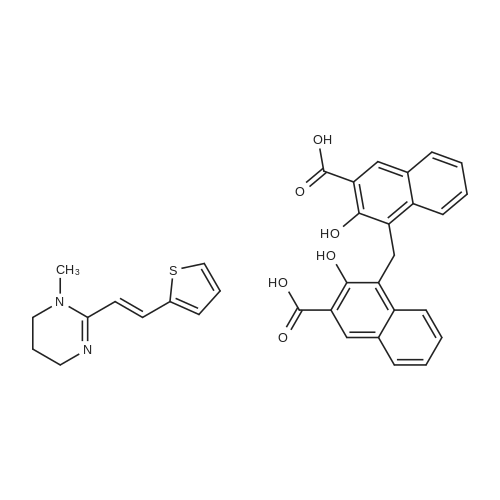 (E)-1-Methyl-2-(2-(thiophen-2-yl)vinyl)-1,4,5,6-tetrahydropyrimidine 4,4'-methylenebis(3-hydroxy-2-n