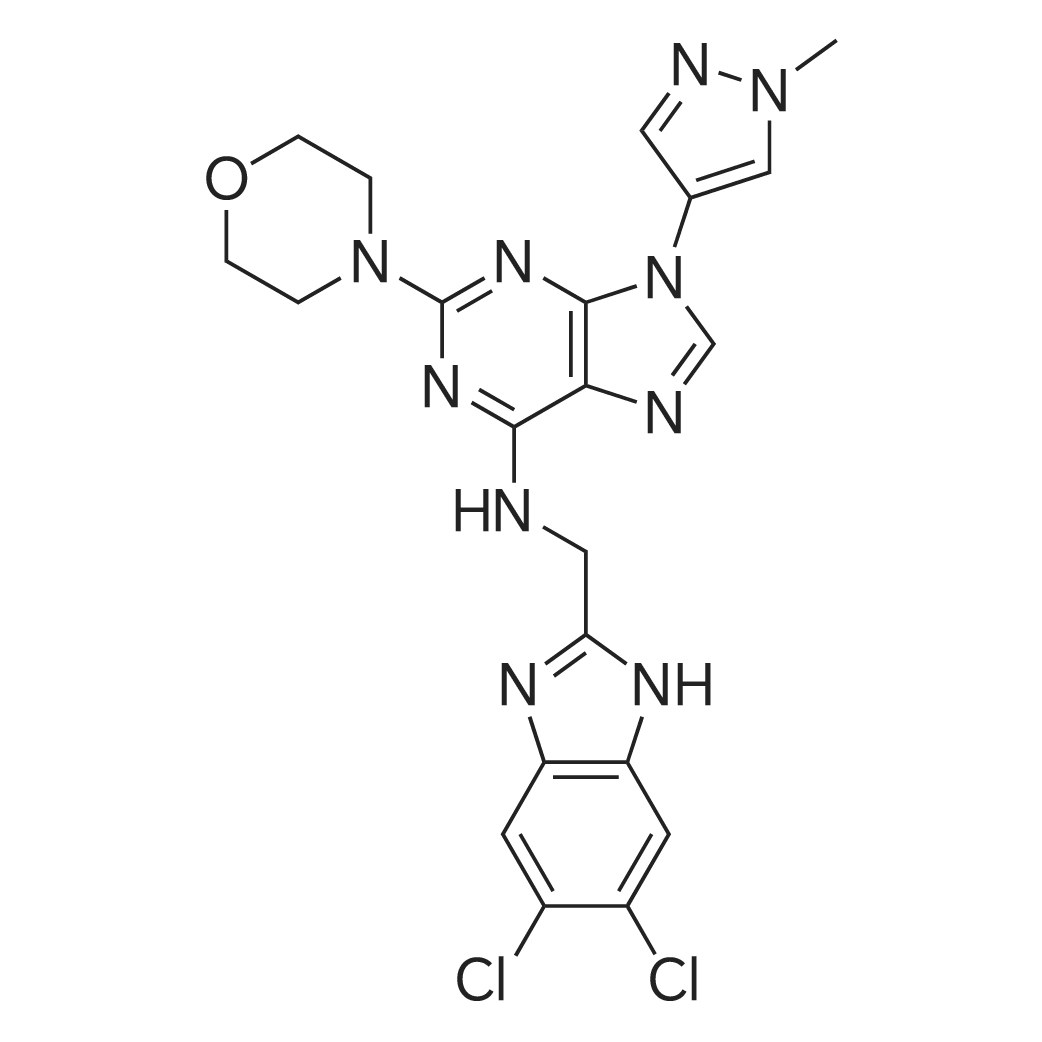 N-((5,6-Dichloro-1H-benzo[d]imidazol-2-yl)methyl)-9-(1-methyl-1H-pyrazol-4-yl)-2-morpholino-9H-purin