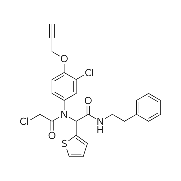 2-Chloro-N-(3-chloro-4-(prop-2-yn-1-yloxy)phenyl)-N-(2-oxo-2-(phenethylamino)-1-(thiophen-2-yl)ethyl