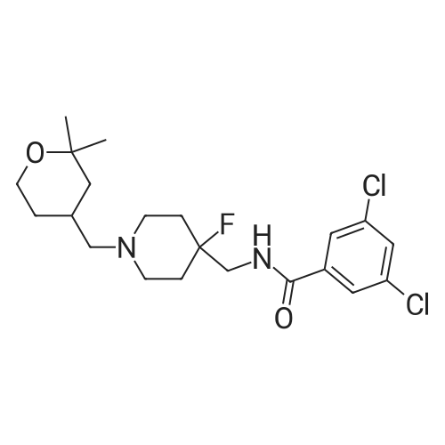 3,5-Dichloro-N-((1-((2,2-dimethyltetrahydro-2H-pyran-4-yl)methyl)-4-fluoropiperidin-4-yl)methyl)benz